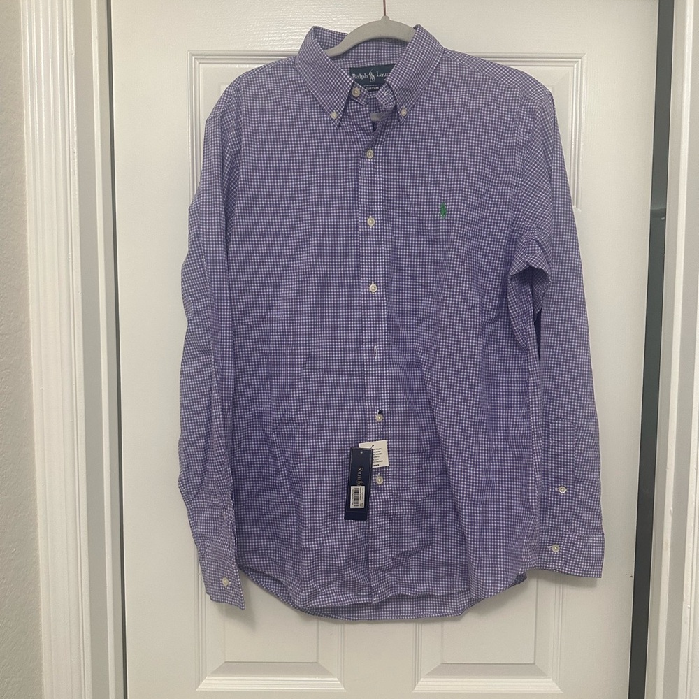 Polo Ralph Lauren Purple Checkered Button-Down logo long sleeve Shirt